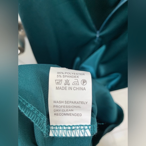 Satin Cowl Neck Midi Dress Turquoise Spaghetti straps - Picture 9 of 11